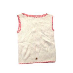 Vintage 1940s-1950s Pink White Sleeveless Knit Crewneck Sweater Top Vest